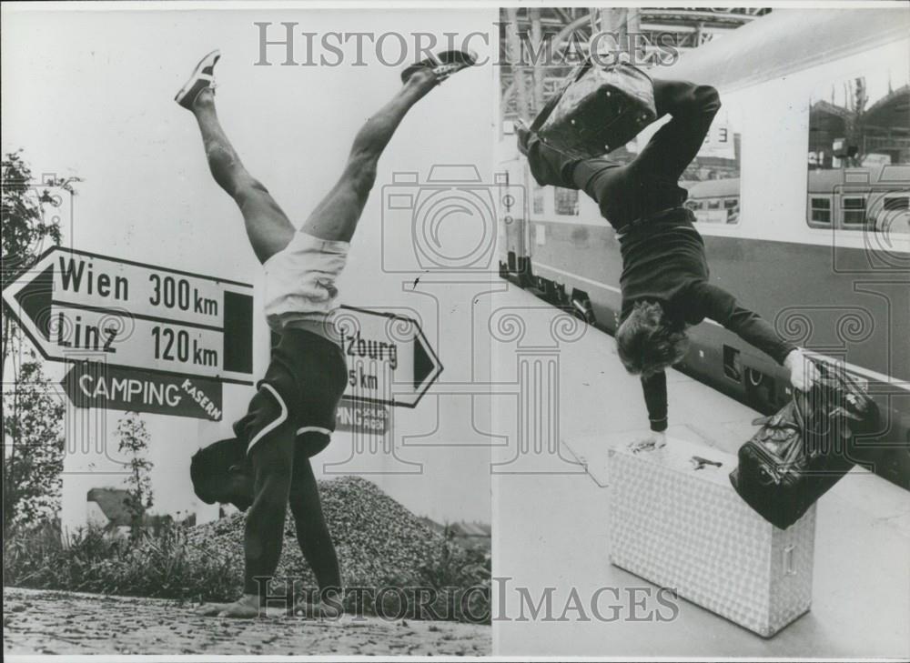 Press Photo  Father Waslberger Siegried walking on hands - Historic Images