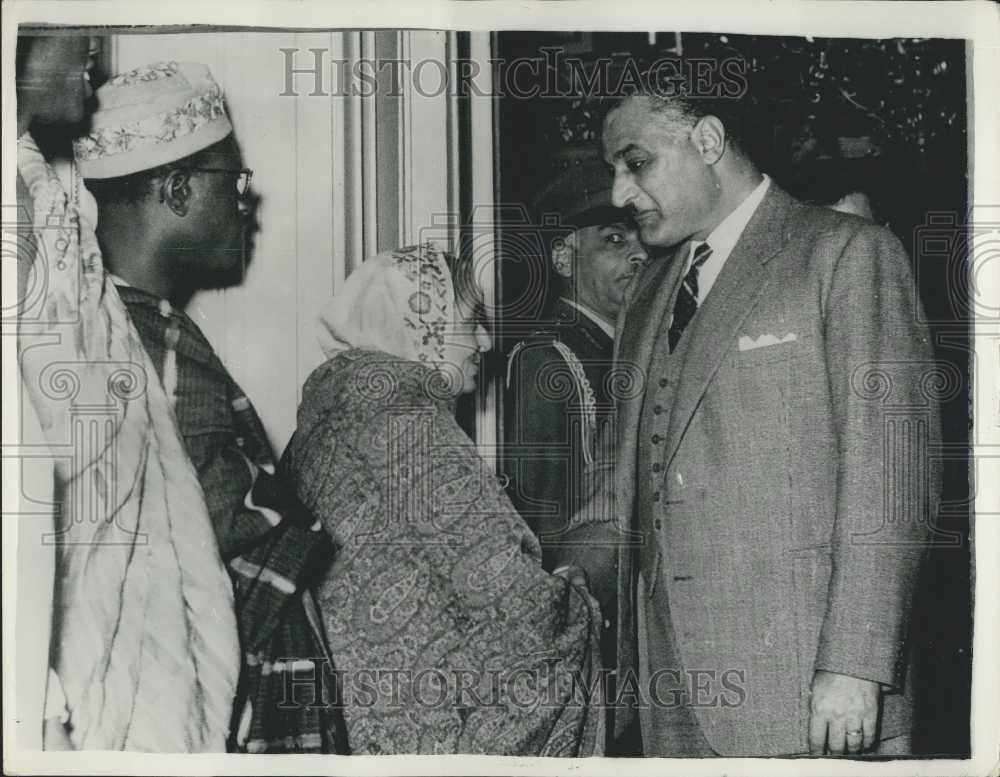 1958 Press Photo President Nasser Gives Reception for Delegations - Historic Images