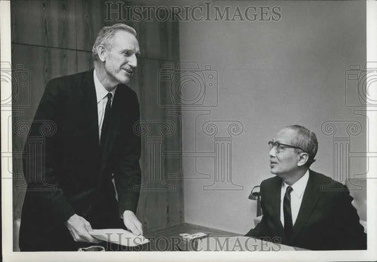 Press Photo UN Secretary General, U Thant and John D. Rockefeller III - Historic Images