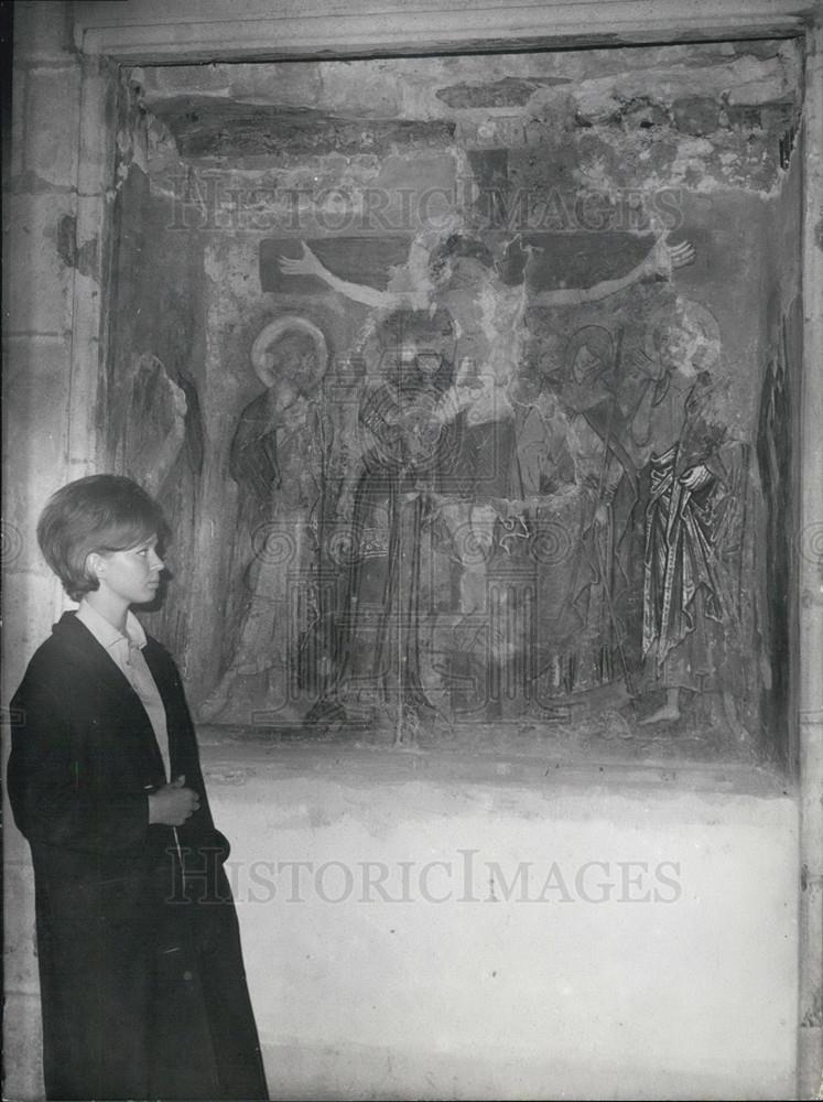 1962 Press Photo Early Gothic Crucifixion Fresco Was Discovered -Cologne Church - Historic Images