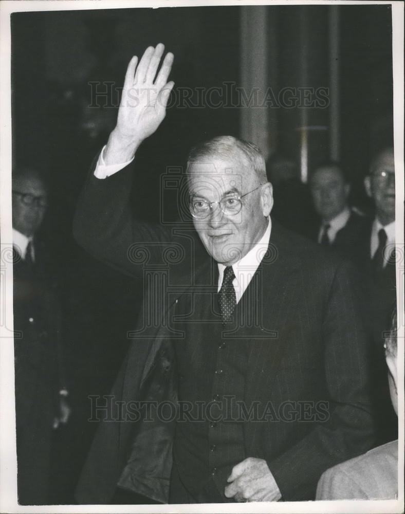 1956 Press Photo John Foster Dulles Arrives at Lancaster House - Historic Images