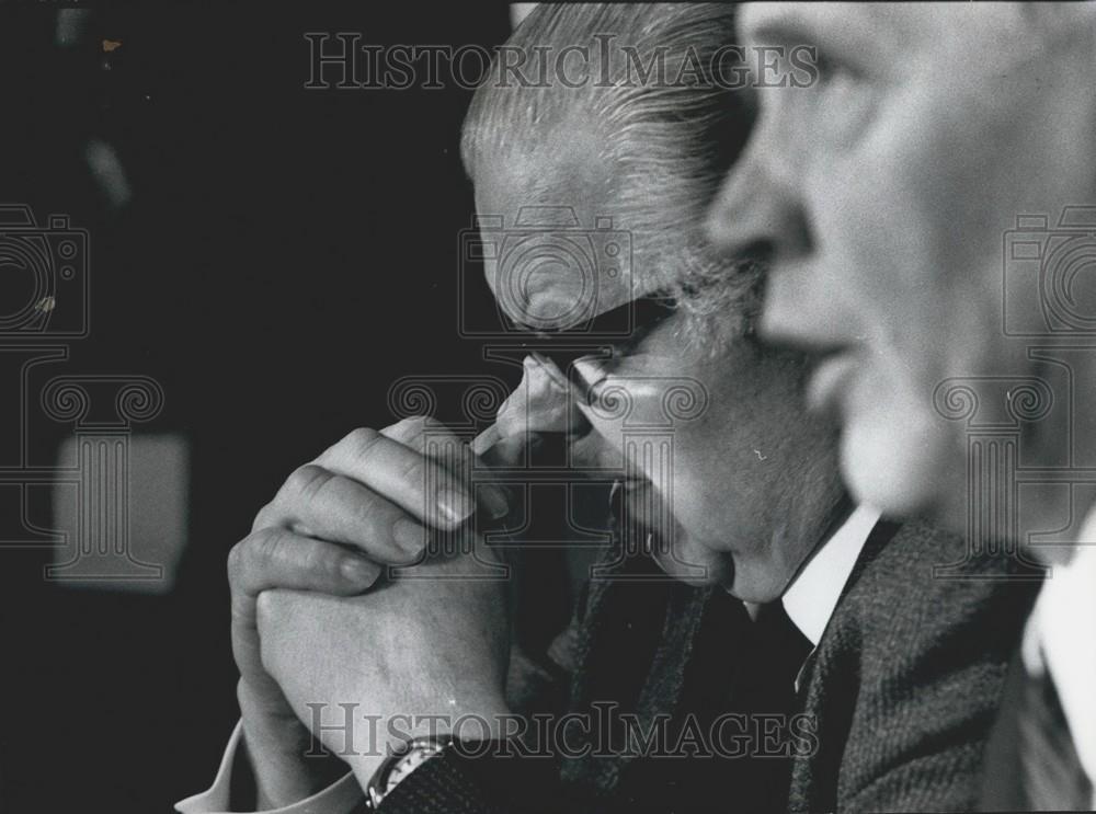 Press Photo Swedish Chancellor Exchequer Gunnar Strange Press Conference - Historic Images