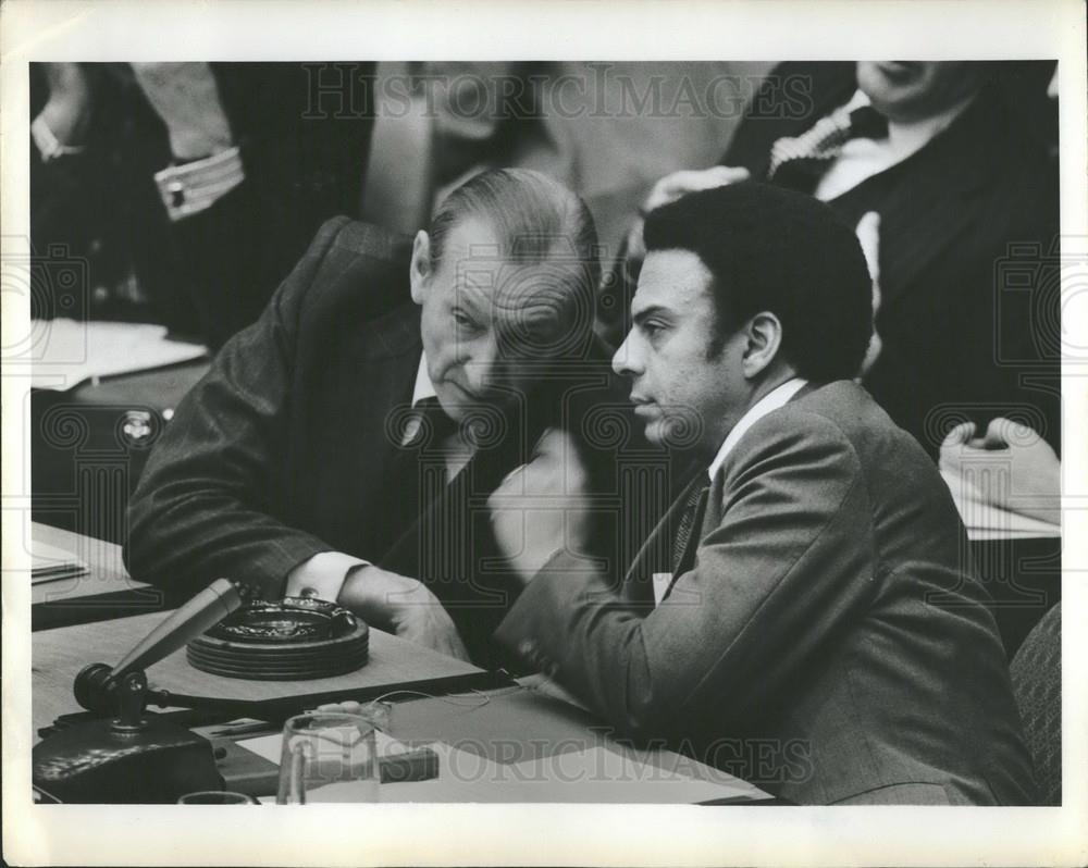 Press Photo US Ambassador to UN Andrew Young &amp; Kurt Waldheim - Historic Images