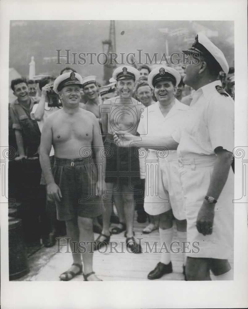 1954 Press Photo British cruiser Birmingham has returned to her home port - Historic Images