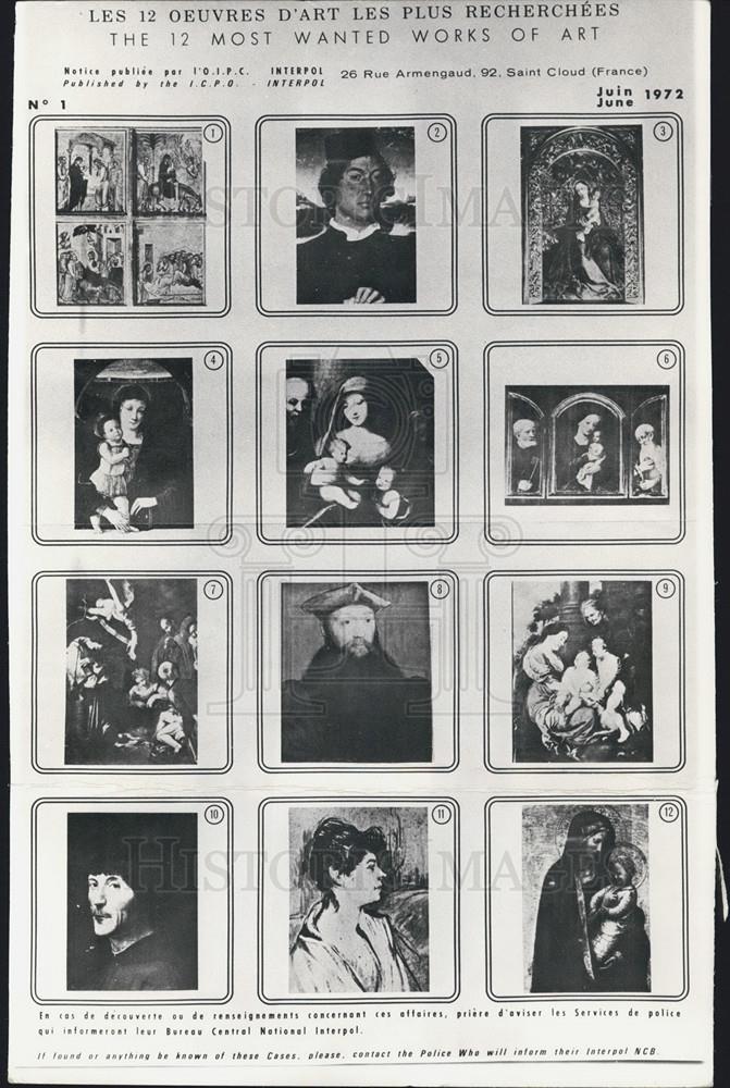 Press Photo The Twelve Most &quot;Wanted Works of Art.&quot; - Historic Images