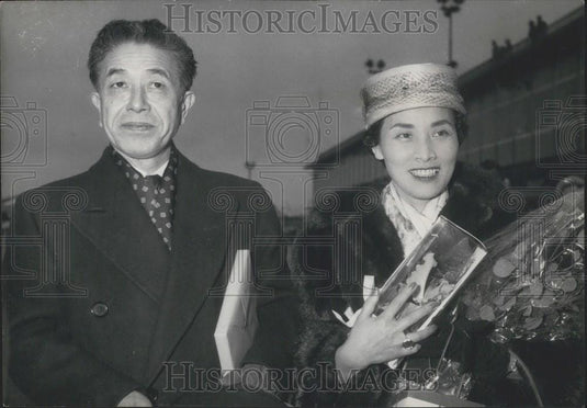 1957 Press Photo Japanese ambassador ,M. Tetsuro Furukaki & wife - Historic Images