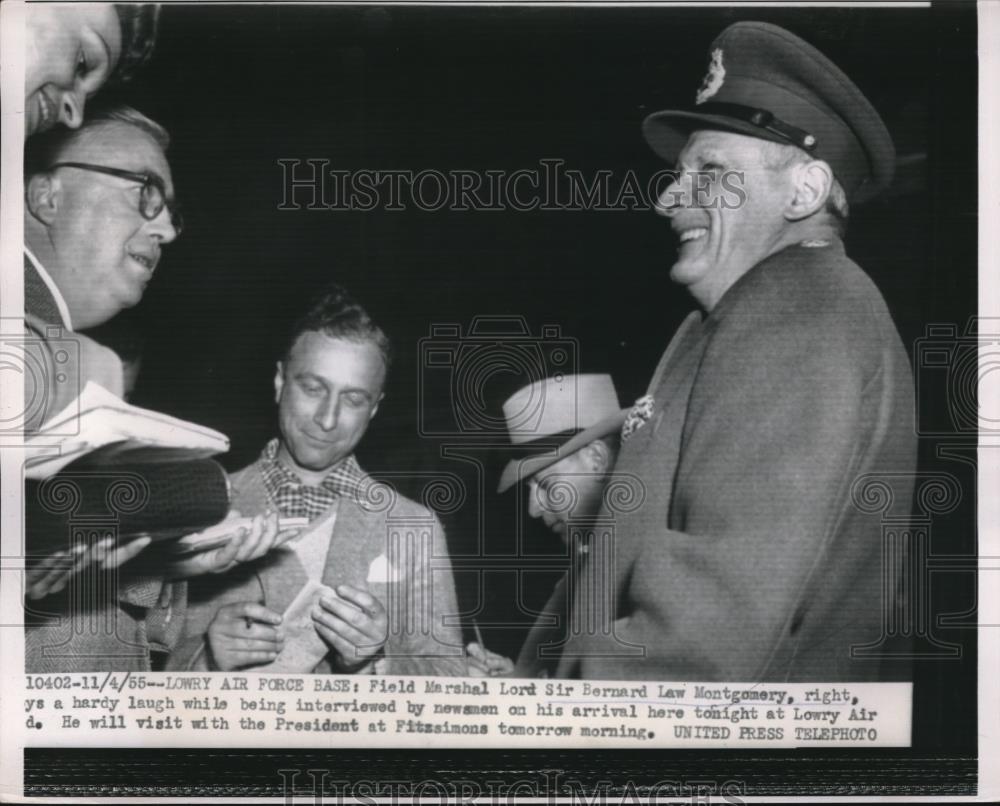 1955 Press Photo Lowry AFB, Field Marshal Lord Sir BL Montgomery on arrival - Historic Images