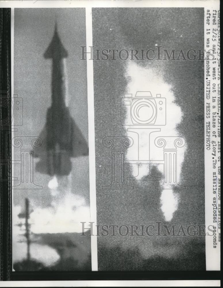 1958 Press Photo Cape Canaveral, Fla. Navahoe missle at launching - Historic Images