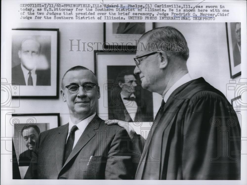 1961 Press Photo Edward Phelps Sworn in as U.S. Attorner for Southern District - Historic Images