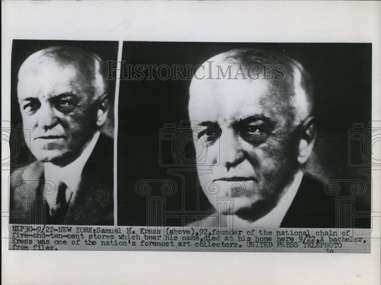 1955 Press Photo Samuel Kress,one of the nation's foremost art collectors - Historic Images