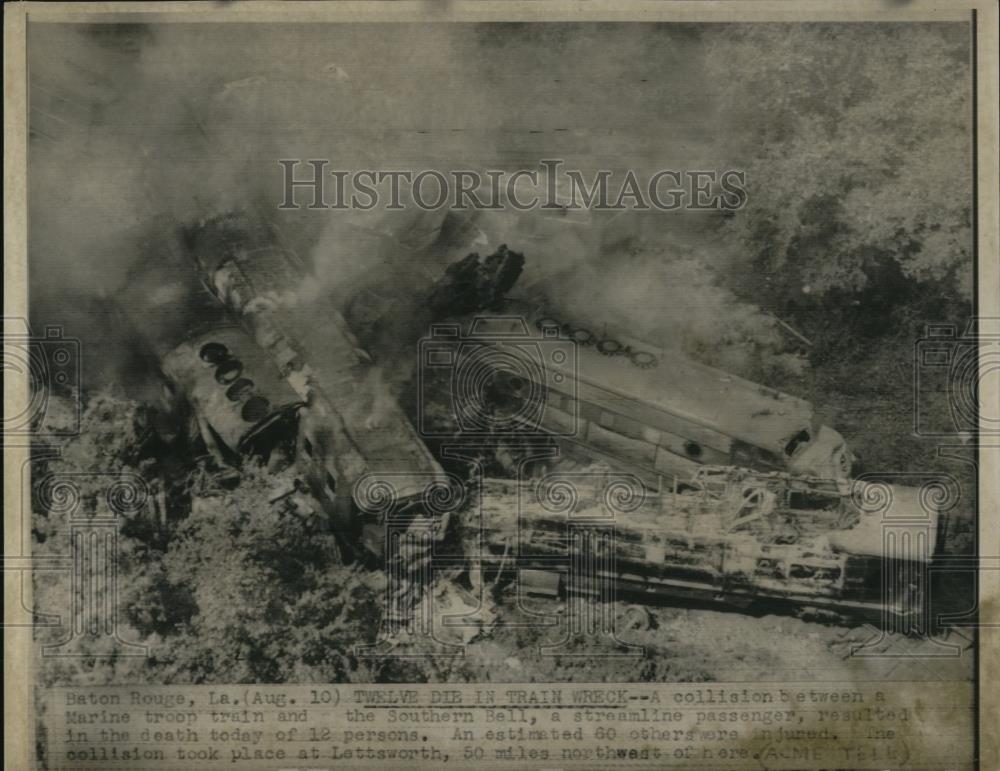 1951 Press Photo Marine train troop and Southern Bell caused collision,12 dead - Historic Images