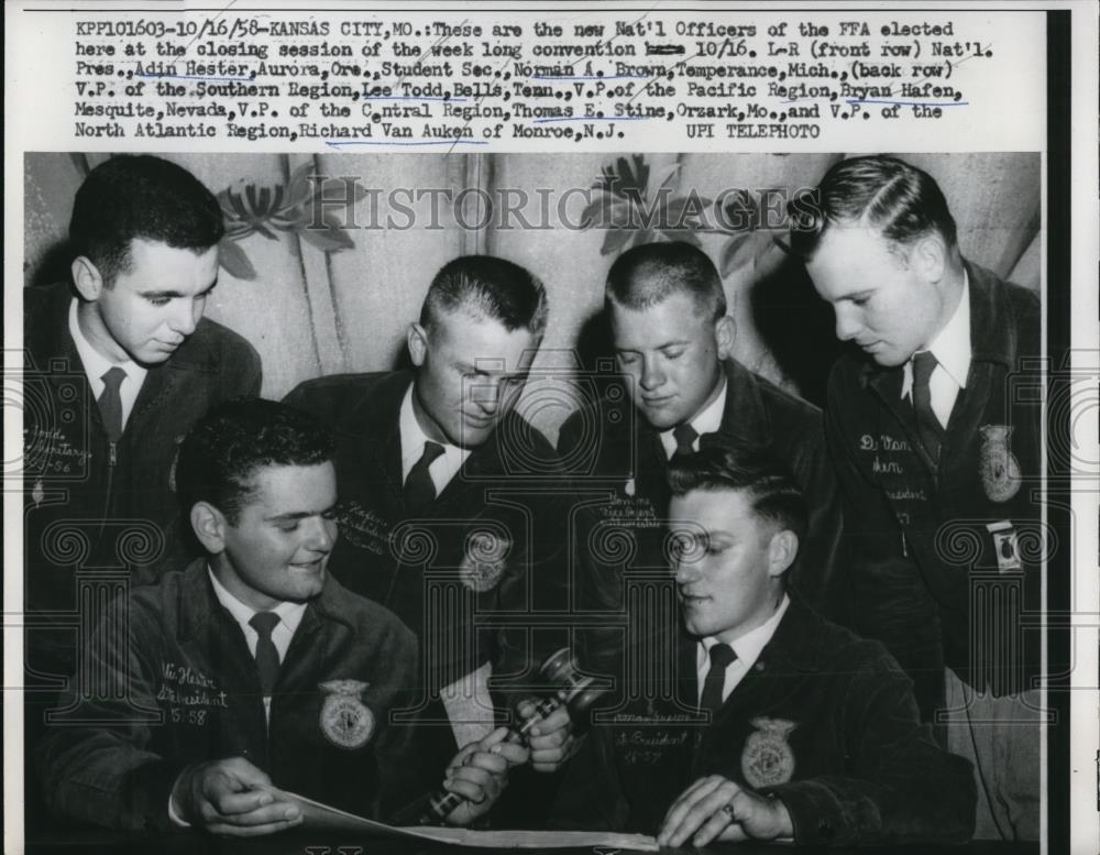 1958 Press Photo of National Future Farmers of America L-R Front Row:Adin Buster - Historic Images