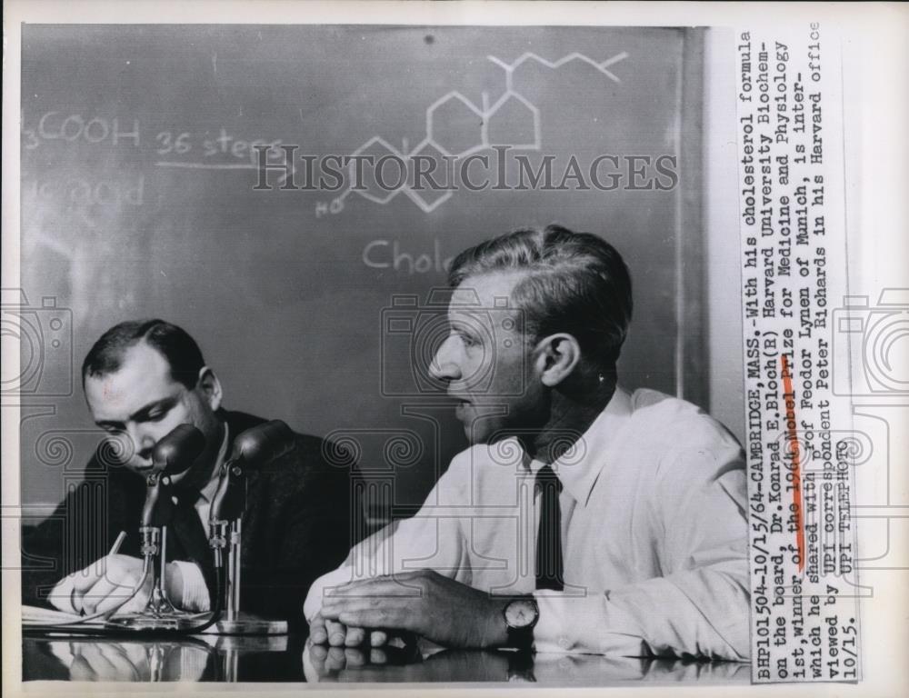 1964 Press Photo Dr. Konrad E. Bloch and Professor Feodor Lynen. - Historic Images