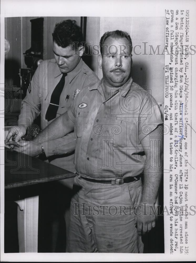 1958 Press Photo of Daniel O&#39;Connor one of the 10 most fugitives being - Historic Images