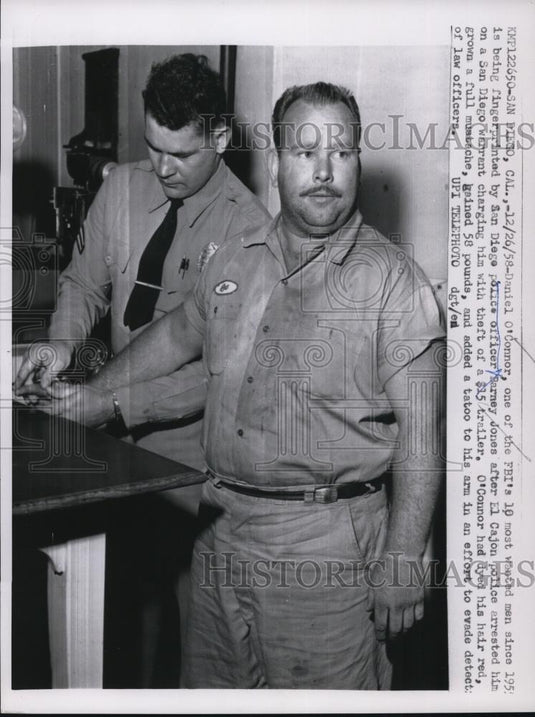 1958 Press Photo of Daniel O'Connor one of the 10 most fugitives being - Historic Images