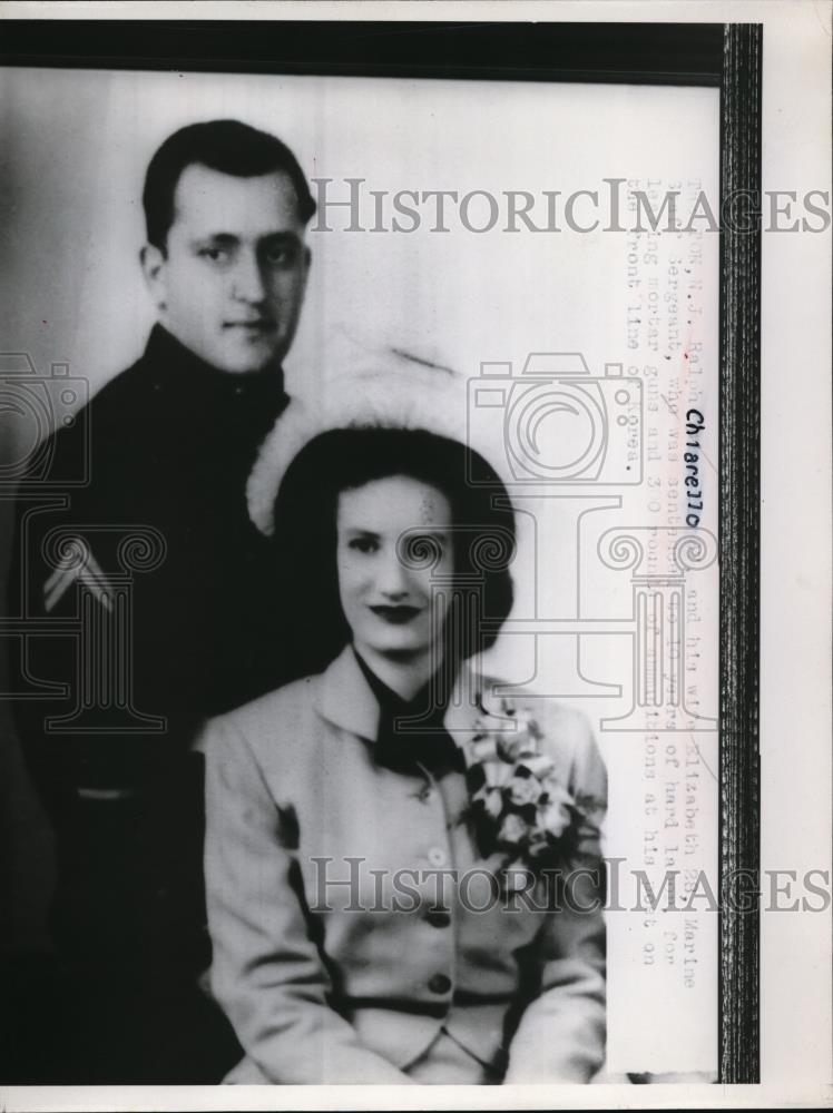 1952 Press Photo Marine Staff Sergeant Ralph Chiarello and his wife Elizabeth. - Historic Images