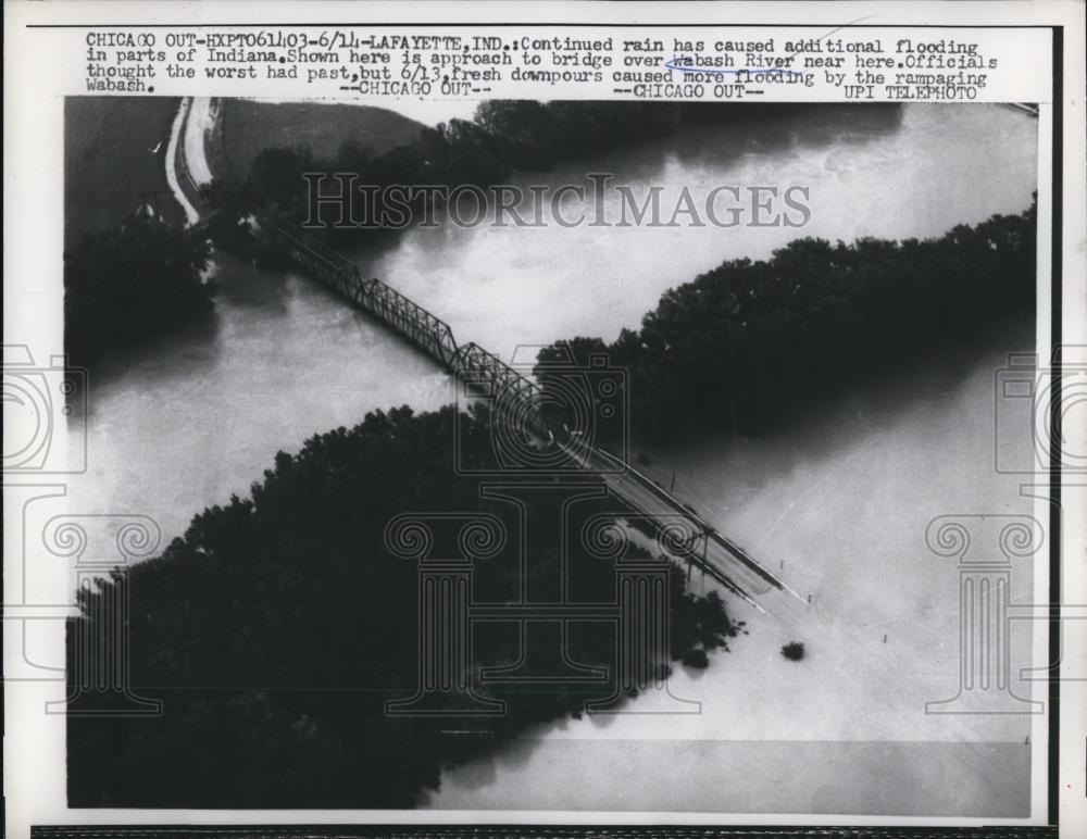 1958 Press Photo Bride over Wabash River Flooded - Historic Images