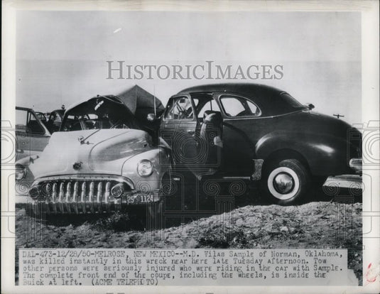 1950 Press Photo M.D. Vilas Sample of Norman Oklahoma was killed in this wreck - Historic Images