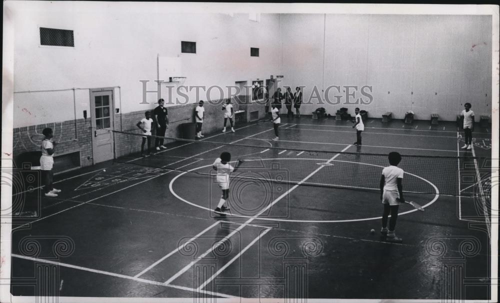 Press Photo Indoor Tennis Court at Miles Standish School - Historic Images