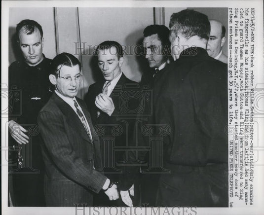 1952 Press Photo Willie Sutton, Thomas Kling, and guard Thomas Murphy - Historic Images
