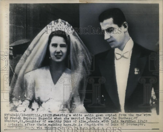 1947 Press Photo Duchess of Montoro marries son of Duke of Sotomayor - Historic Images