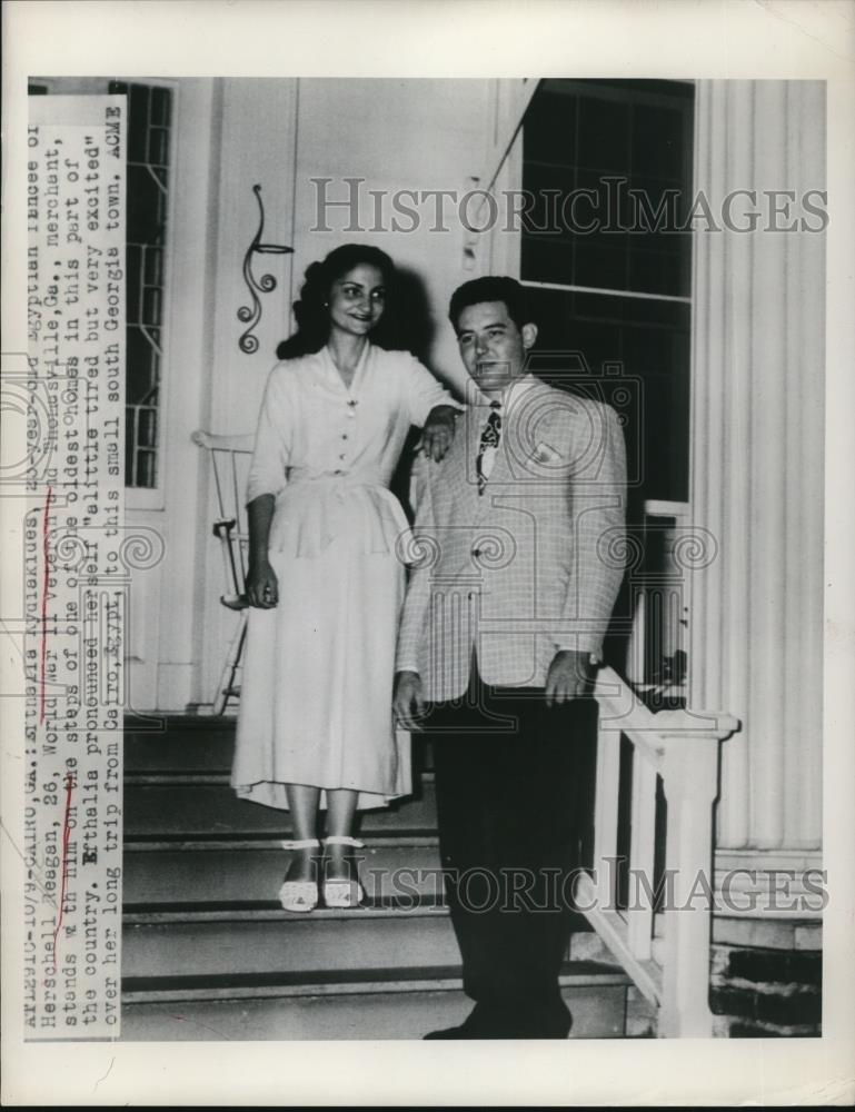 1948 Press Photo of Efthalia Kydlakldes and Herschell Reagan before their - Historic Images