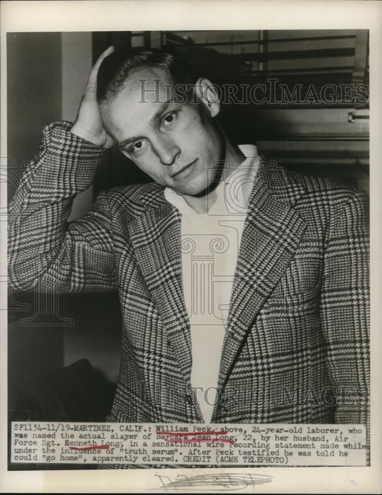 1948 Press Photo of William Peck who was accused of murdering Barbara Jean Long - Historic Images