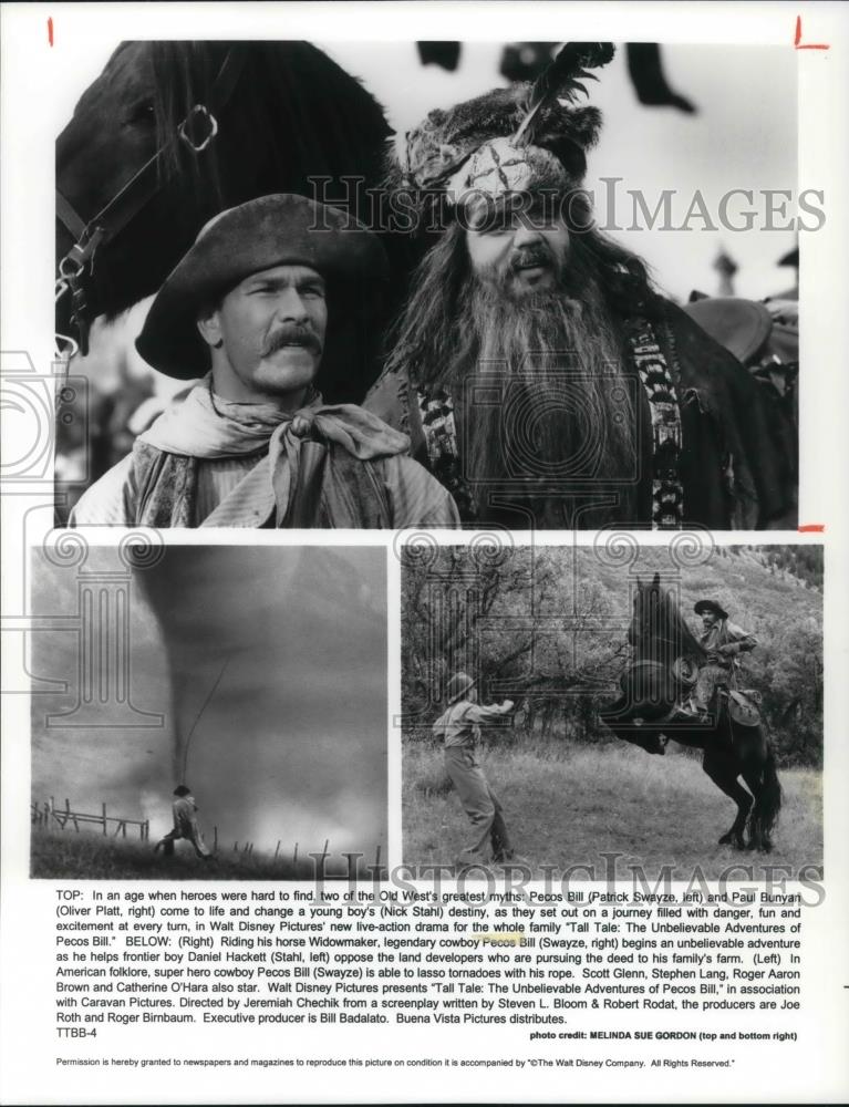 1995 Press Photo Patrick Swayze Oliver Platt in Unbelievable Tales of Pecos Bill - Historic Images