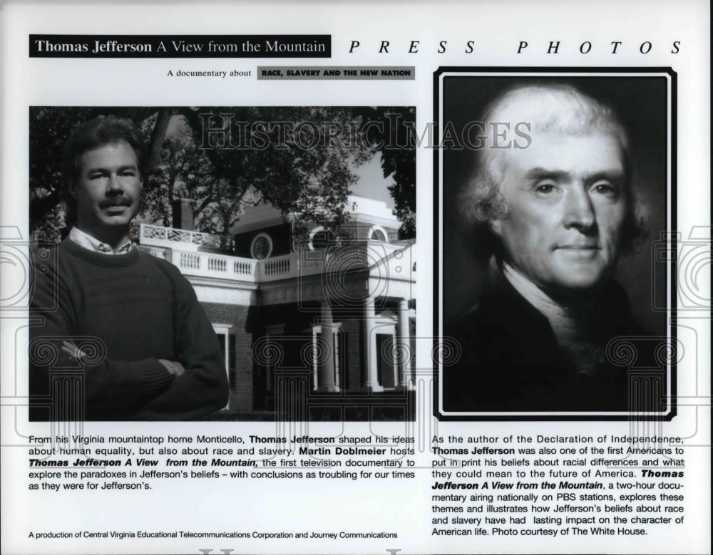 Press Photo Thomas Jefferson A View from the Mountain A Documentary of Race - Historic Images