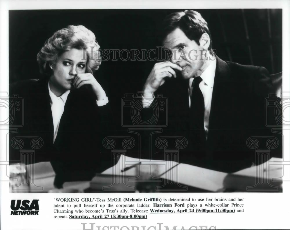1988 Press Photo Melanie Griffith and Harrison Ford in Working Girl - cvp22980 - Historic Images