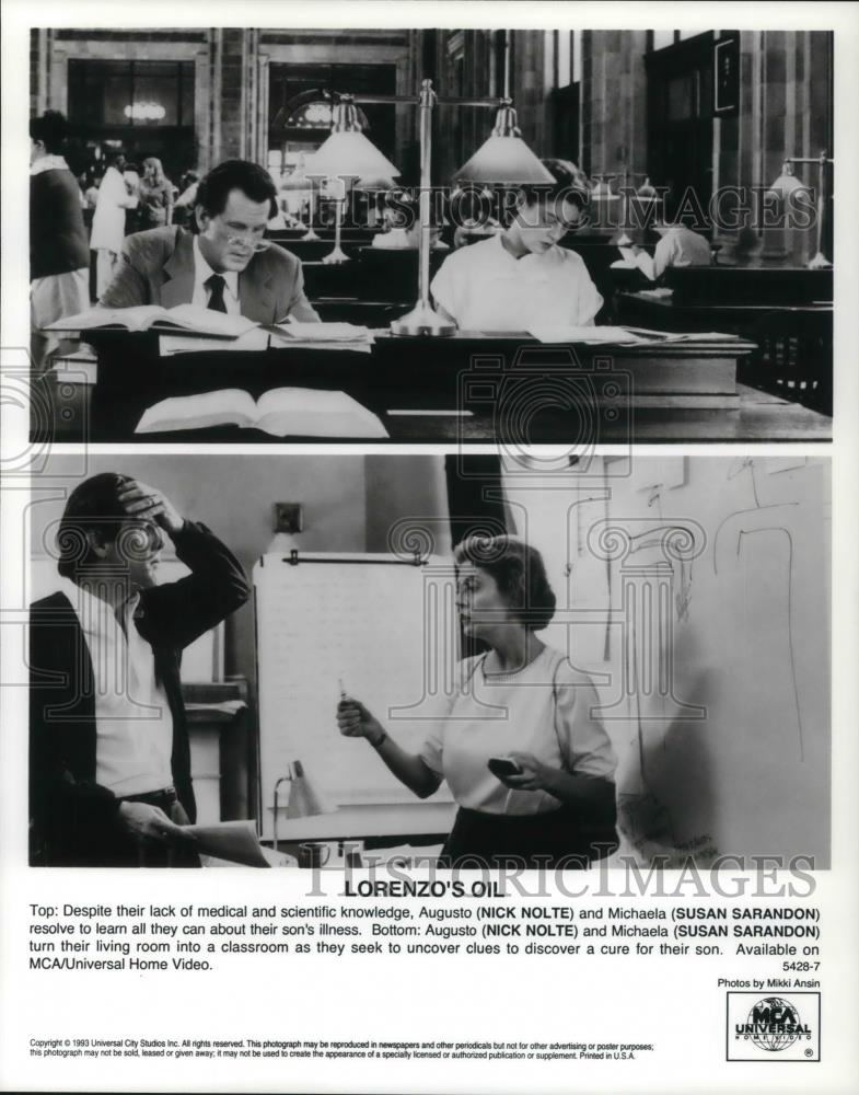 1993 Press Photo Nick Nolte and Susan Sarandon in Lorenzo's Oil - cvp20490 - Historic Images