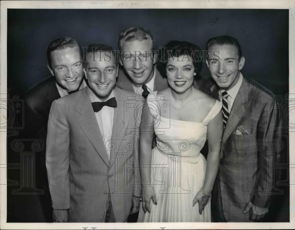 1957 Press Photo Garry Moore, Durward Kirby, Denise Lor, Ken Carson, Frank Simms - Historic Images