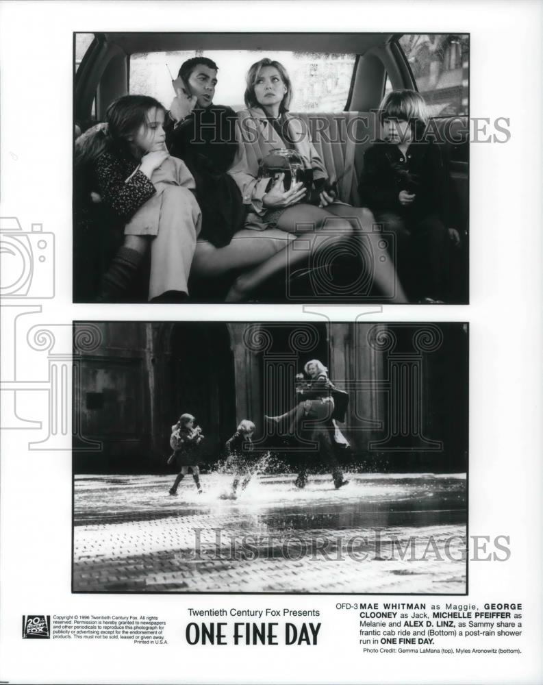 1995 Press Photo George Clooney M. Whitman Michelle Pfeiffer in One Fine Day - Historic Images