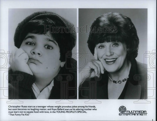 1986 Press Photo Christopher Russo & Kay Ballard in That Funny Fat Kid - Historic Images