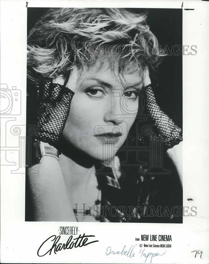 1987 Press Photo Isabelle Huppert stars in Sincerely Charlotte movie film - Historic Images