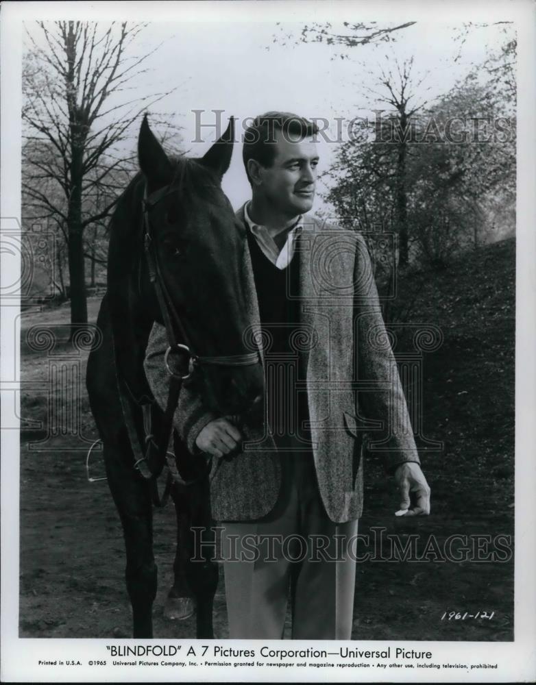 1966 Press Photo Rock Hudson in Blindfold - cvp25514 - Historic Images