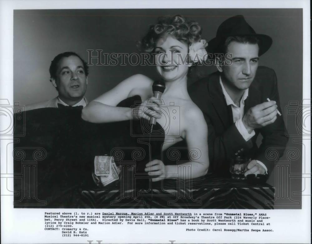 1992 Press Photo Daniel Marcus, Marion Adler, Scott Wentworth in"Gunemtal Blues" - Historic Images