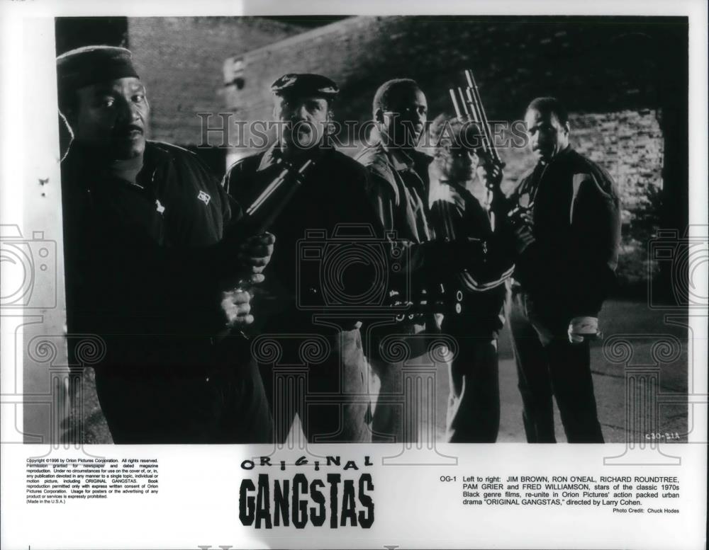 1996 Press Photo Jim Brown, Ron O'Neal, Richard Roundtree in Original Gangstas - Historic Images