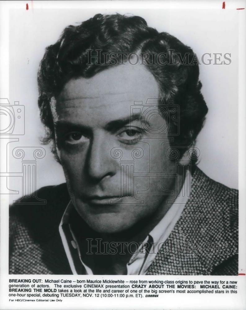 1991 Press Photo Michael Caine Actor profiled on Crazy About the Movies Cinemax - Historic Images
