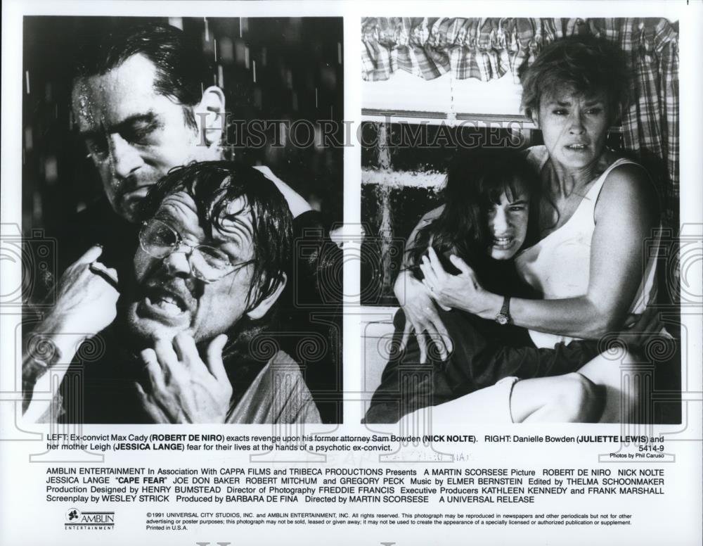 1992 Press Photo Robert De Niro, Nick Nolte, Juliette Lewis in Cape Fear - Historic Images