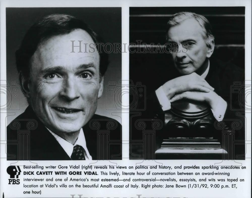 1992 Press Photo Dick Cavett with Gore Vidal - cvp25076 - Historic Images