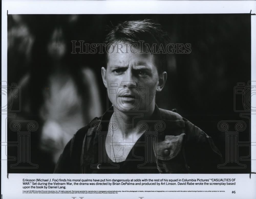 1989 Press Photo Michael J Fox in Casualties of War - cvp28205 - Historic Images