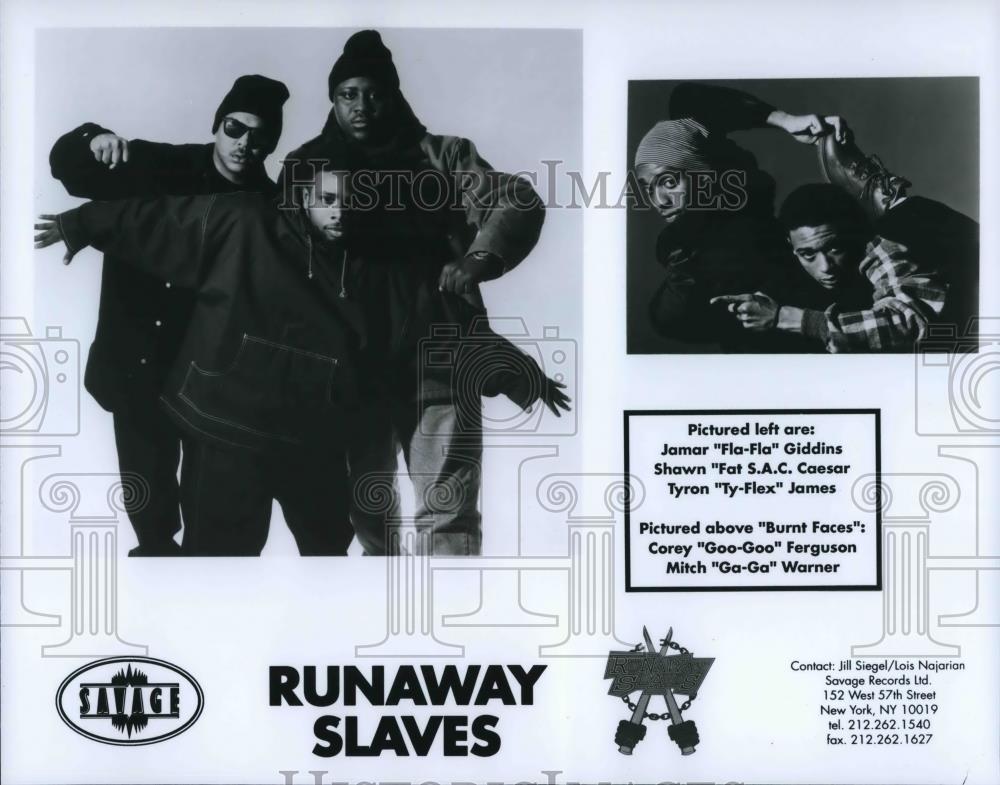 1993 Press Photo J.Giddins,S.Caesar &amp; T.James in Runaway Slaves - cvp24603 - Historic Images