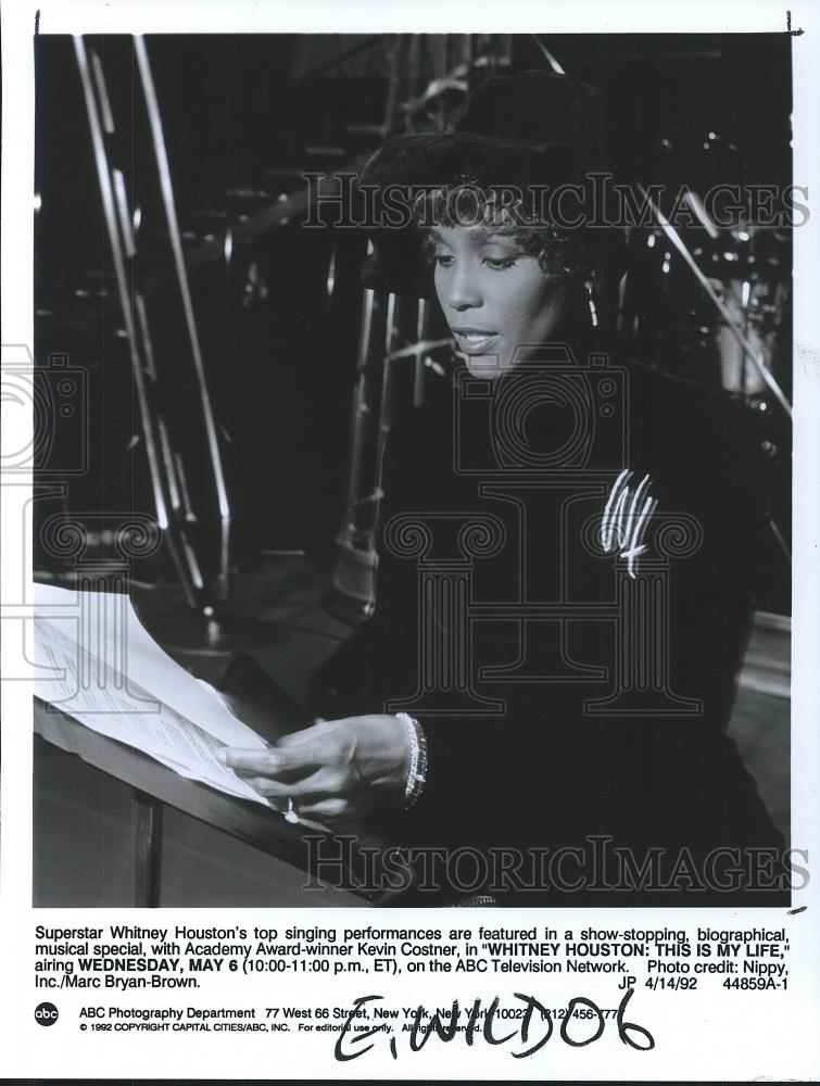 1992 Press Photo Whitney Houston in Whitney Houstin: This Is My Life - cvp26325 - Historic Images