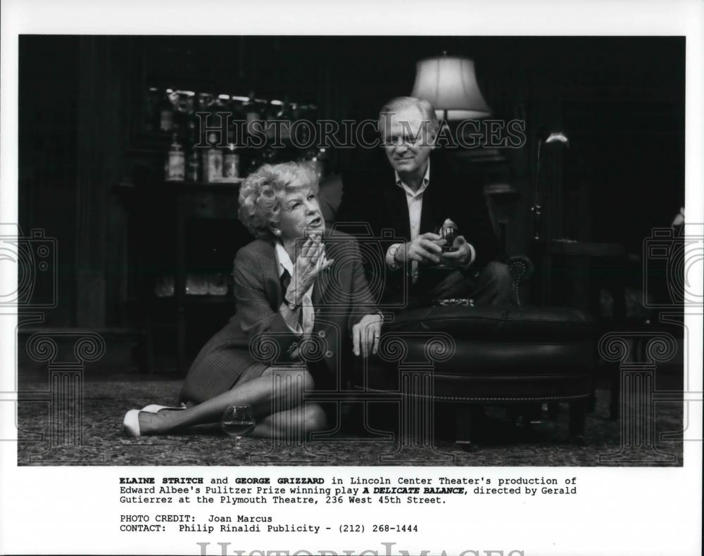 1996 Press Photo Elaine Stritch and George Grizzard in A DELICATE BALANCE play - Historic Images