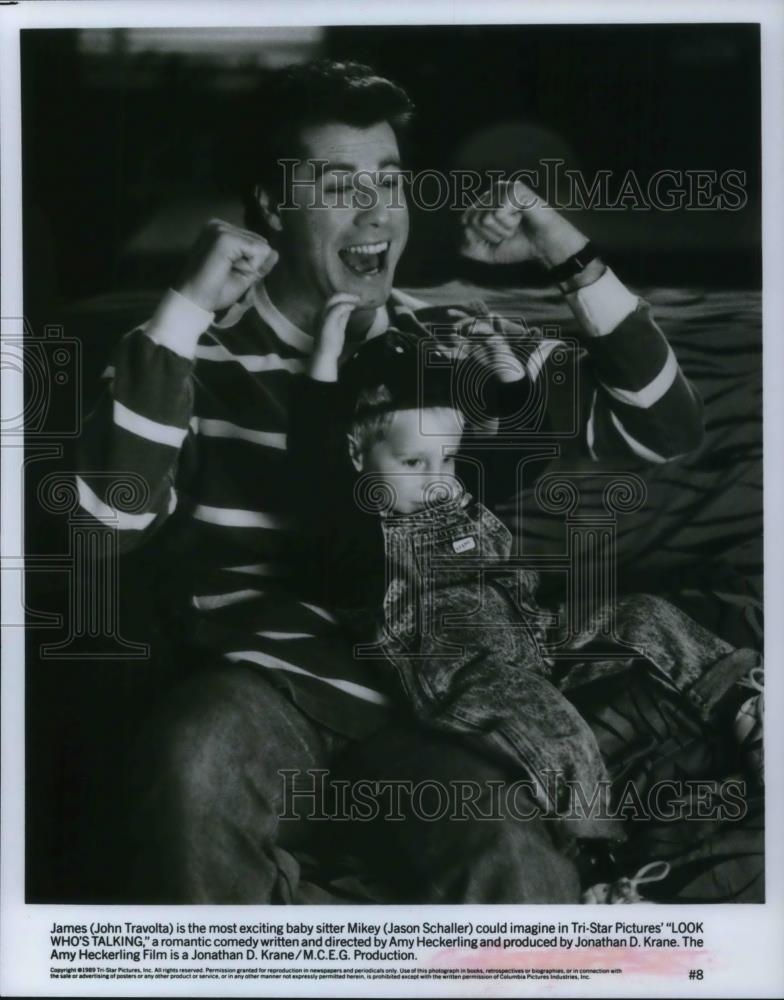 1989 Press Photo John Travolta and Jason Schaller in Look Who&#39;s Talking - Historic Images