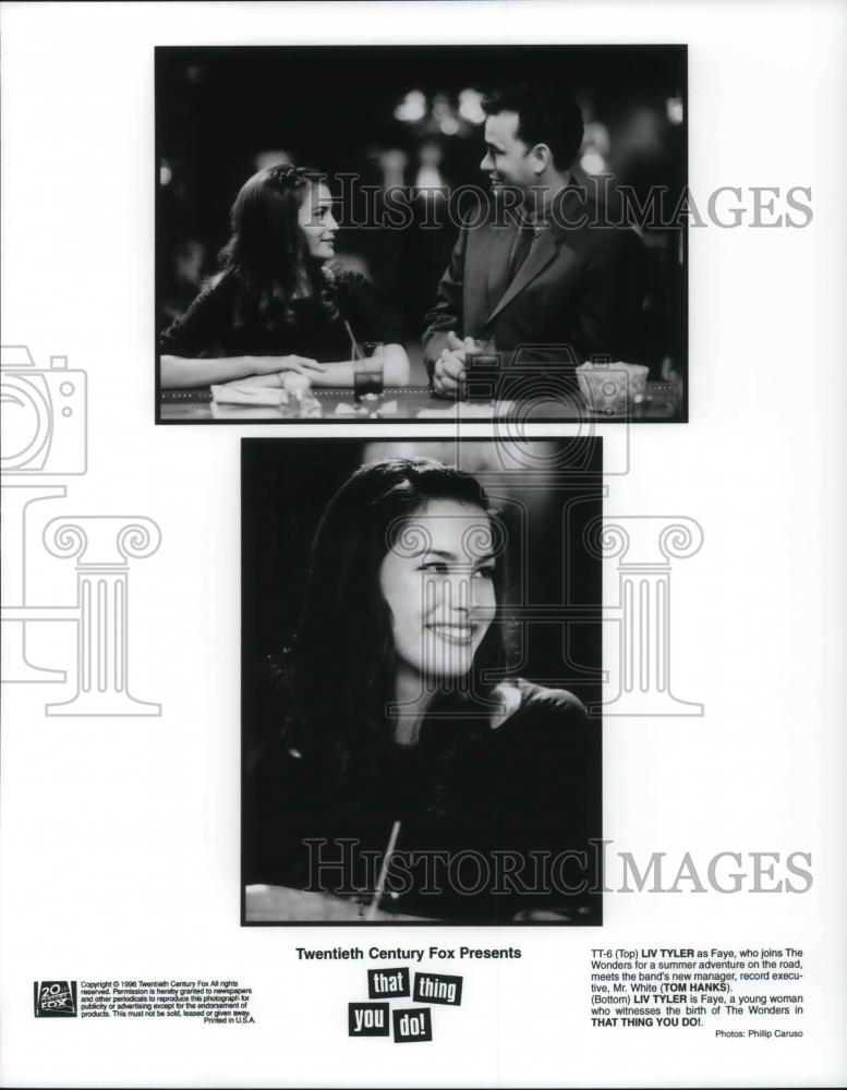1996 Press Photo Liv Tyler and Tom Hanks star in That Thing You Do - cvp22404 - Historic Images