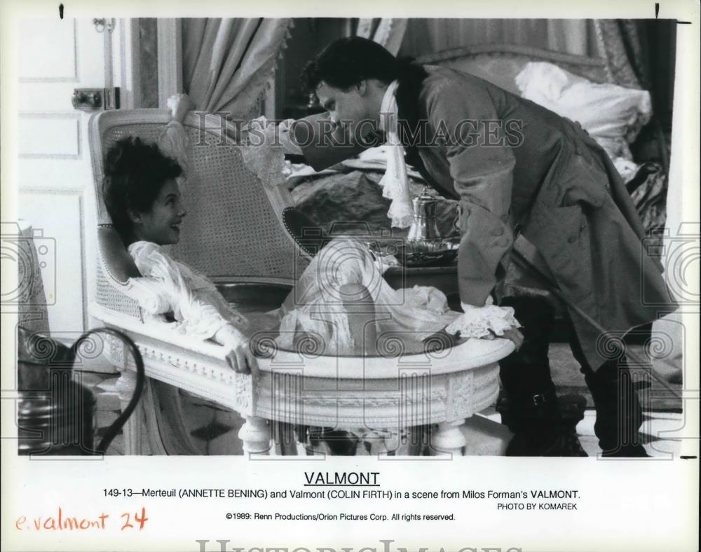 1990 Press Photo Annette Bening and Colin Fright in Milos Forman&#39;s VALMONT - Historic Images