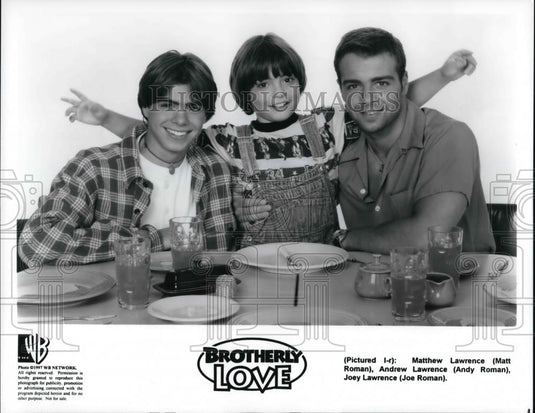 Press Photo Matt Roman, Andy Roman and Joe Roman in BROTHERLY LOVE - cvp24963 - Historic Images