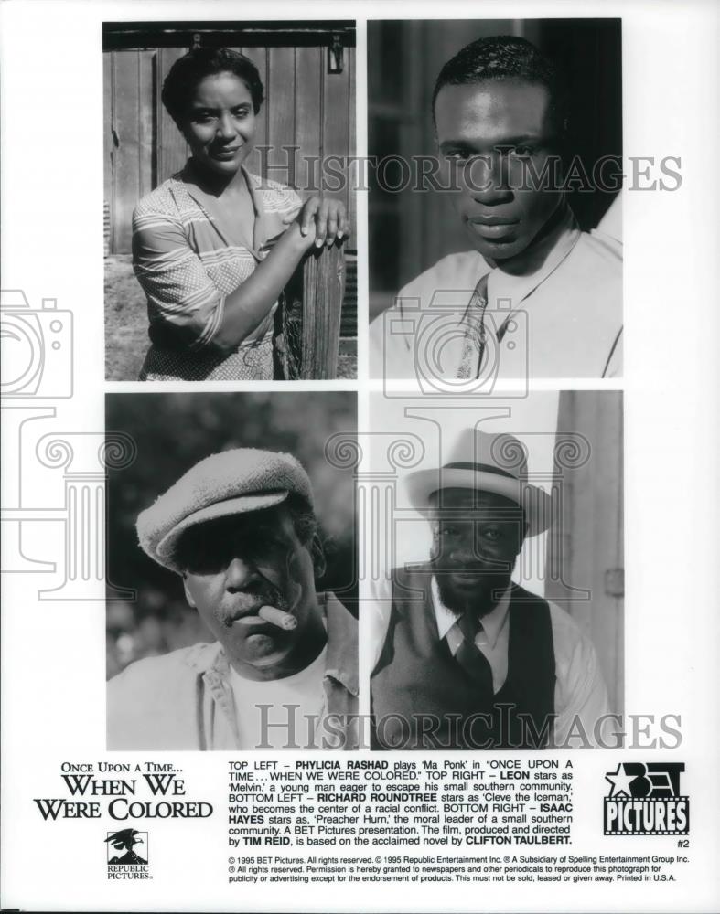 1995 Press Photo Phylicia Rashad Leon Richard Roundtree and Isaac Hayes - Historic Images